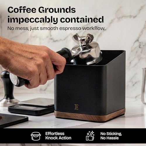 Encanto Luxe 1L Steel Espresso Knock Box with Lid - Durable Coffee Puck Container