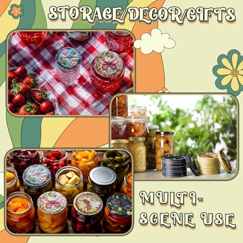 120 Pack Regular Mouth Canning Lids, Stained Glass Style