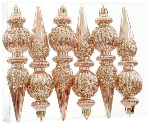 Munansli 6.7 Inch Rose Gold Christmas Ornaments Set, Shatterproof Holiday Ball Decorations