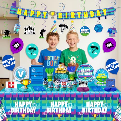 Video Game Birthday Party Decorations Set for 20 Guests - Includes Tableware & Themed Decor
