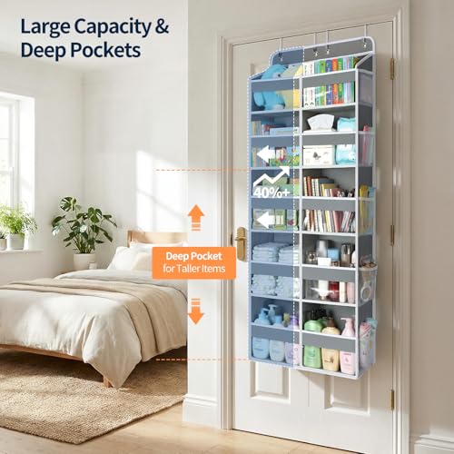 Grey 5-Tier Over The Door Organizer with 10 Compartments & Clear Window