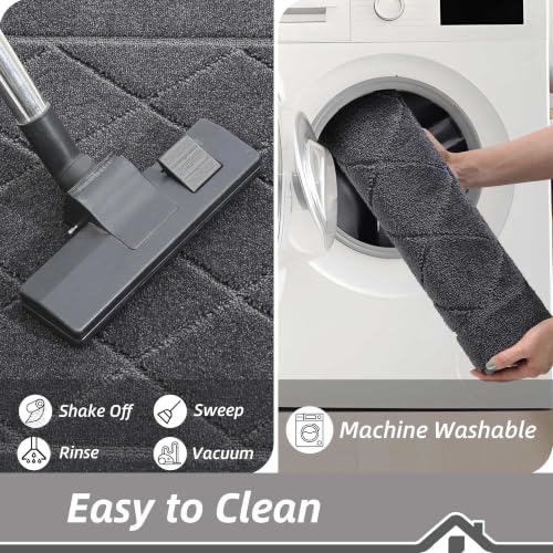 BEQHAUSE Dirt Trapper Door Mat 32x48 Inch Non-Slip Indoor/Outdoor Grey