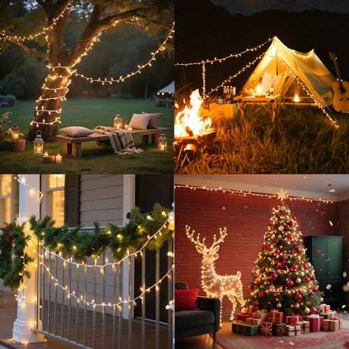 Christmas Lights,100 Count Warm White Lights with White Wire,21ft UL Certified Tree String Lights for Indoor Outdoor Christmas Decoration,Home Garden,Party Decorations