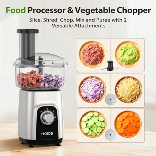 KOIOS 4-in-1 Blender Food Processor Combo Max 1000W - Silver Gray