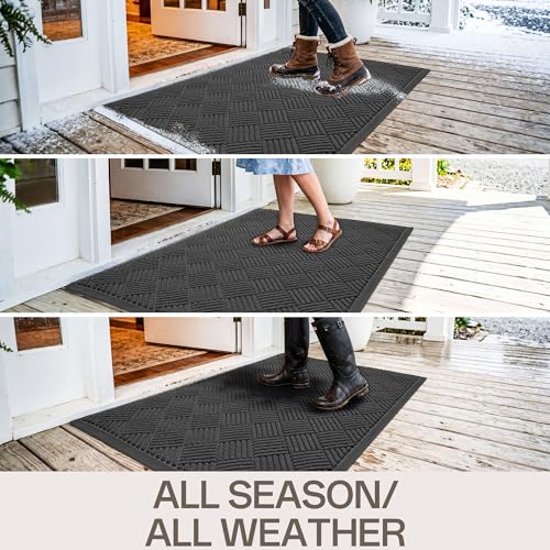 Amyracel 3x6 Foot Heavy Duty Waterproof Front Door Mat - Grey Diamond