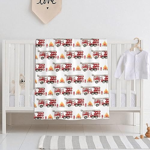 Fire Truck Fireman Baby Blanket Gifts Super Soft Swaddle Newborn Cozy Baby Receiving Blanket Stroller Throw Blanket for Crib 40x30 in forBaby/Puppy