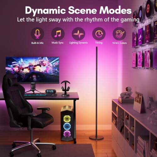 RGB+IC Corner Floor Lamp with App & Remote Control - Obsidian Black