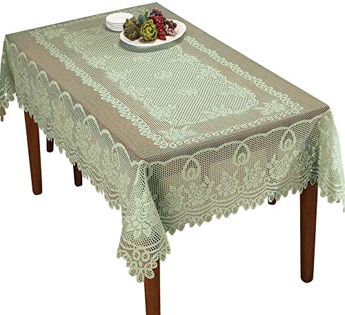 WUBODTI Sage Green Lace Rectangle Tablecloth 60 x 90 Inches Holiday Decor