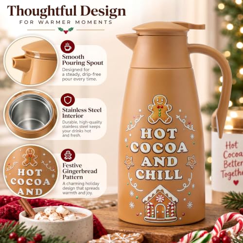Vintage Christmas Gingerbread Hot Chocolate Dispenser 68 oz - Holiday Beverage Warmer