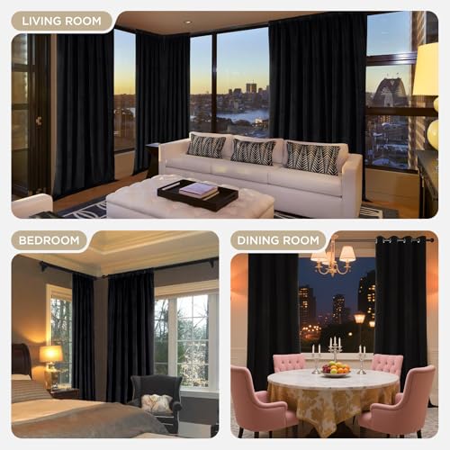 Joydeco Blackout Velvet Curtains 52W x 84L - Pack of 2, Heavy Duty Insulated Drapes for Bedroom & Living Room, Thermal & Light Blocking