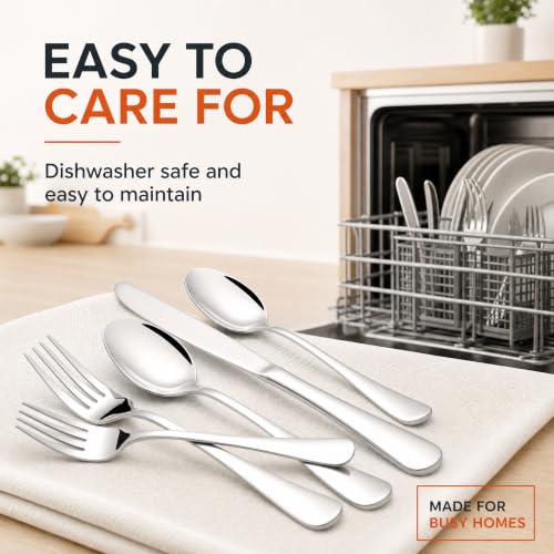 Modern 60-Piece Silverware Set for 12 - Stainless Steel Flatware