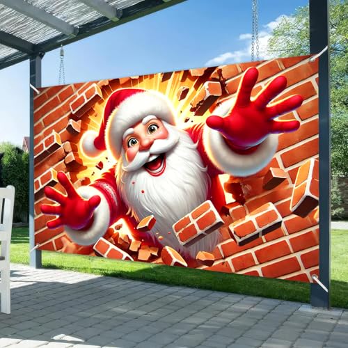 Christmas Backdrop 71 x 43 in Santa Claus Holiday Banner for Indoor Outdoor Use