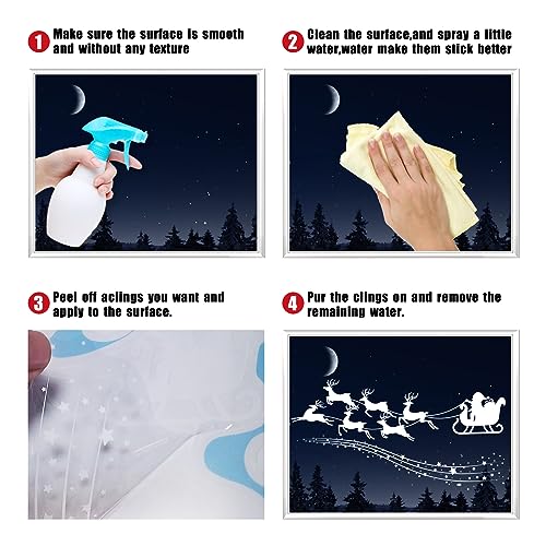 Enwokran Christmas Window White Stickers, 10 Sheet 245pcs Xmas Window Clings Decals Reusable Double Sided Printed Self Adhesive Window Decoration for Xmas Holiday Winter Party