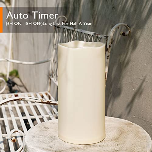 Homemory 6x12 Inch Waterproof Outdoor Flameless Candles with 6-Hour Timer, 2 Pack