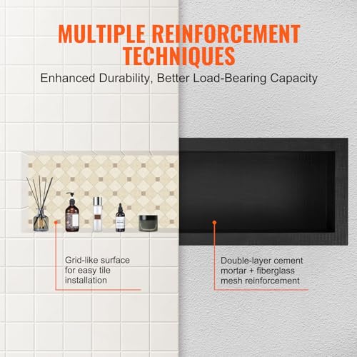 VEVOR Shower Niche Ready for Tile 16" x 50", Single Shelf Organizer,