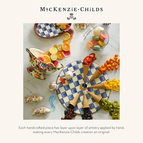 MacKenzie-Childs Cheese Course Charcuterie Board Blue - Royal Check, Round Serving Platter