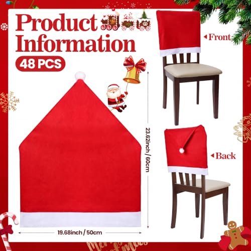 96 Pcs Christmas Chair Covers and Santa Hats Silverware Holders by Chumia