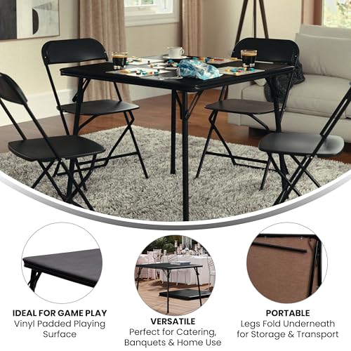 Folding Card Table - 33.5 Inch, Black, Portable Multipurpose Game & Party Table
