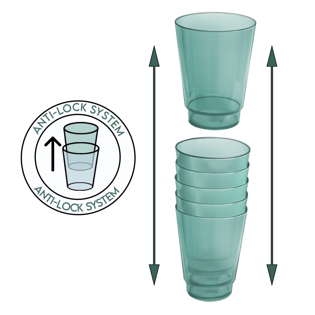 Acrimet Plastic Cup, Reusable, 10oz | 300ml, Tumbler Water, Machine Washable, Stackable Beverage Tumblers, Drinking Cup, Shatterproof, Durable (Green Color) (Set of 10)