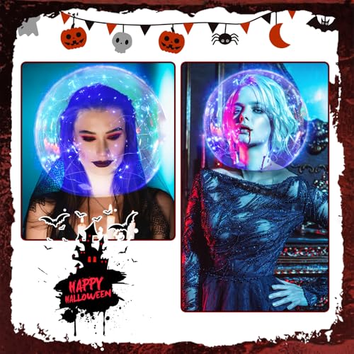 Glooglitter 14 Inch Clear Acrylic Globe Halloween Decoration with Blue Light String
