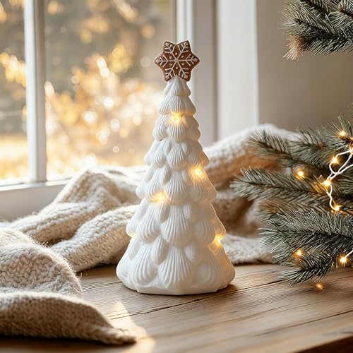 Cynkeyee Christmas Decorations Tree Tabletop Centerpieces - White