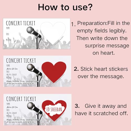 CJ&M Personalized Concert Surprise Scratch Card 7.72 x 3.54 inches - Music Ticket Gift
