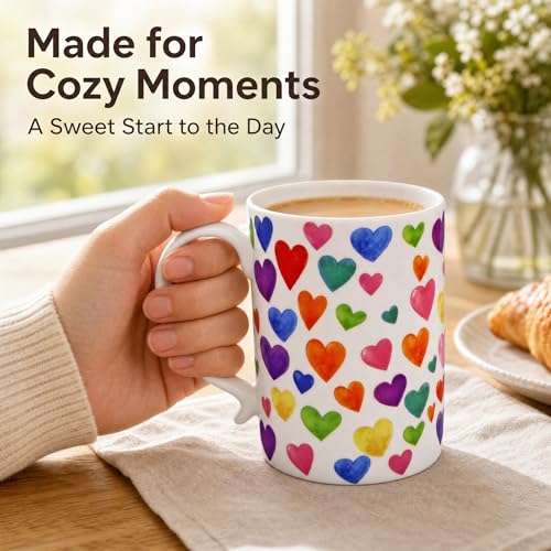 White 16oz Bone China Heart Coffee Mug with Floral Inside & Butterfly Design - Elegant Teacup for Women