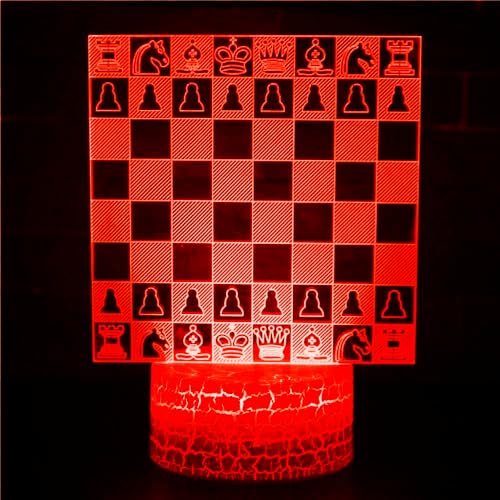 3D Chess Night Light Lamp Illusion 16 Color Changing Table Desk Decoration Lamps Led Christmas Gift with Acrylic Flat ABS Base USB Cable Toy