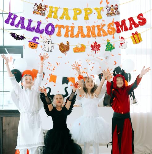 Holiday Banner Set for Christmas Halloween Thanksgiving Party Decorations
