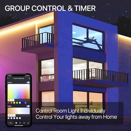 MELEGAN 12 Inch Smart RGB LED Flush Mount Ceiling Light 4 Pack White