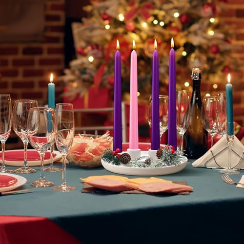 Vercraft Christmas Advent Candle Holder with 12 Taper Candles - Ceramic Holiday Decor