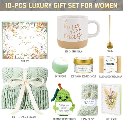 Self Care Spa Gift Basket for Women Sage Green - Relaxation & Stress Relief