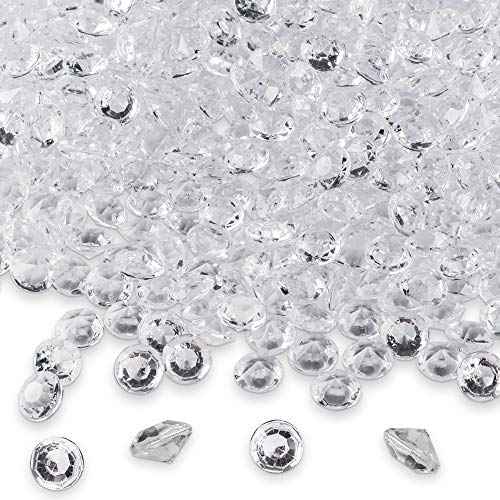 Super Z Outlet Diamond Table Confetti, Vase Filler, Party Decorations for Weddings, Bridal Shower, Birthdays, Home, and more. 2000 Pack of 1 Carat 6.5mm Jewels (Clear)