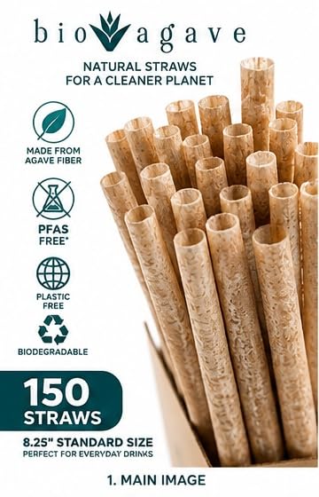 Biodegradable 8.25" Standard Straws Made From Agave 2400 Pcs | Plant
