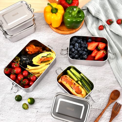 4 Pack 550ml Stainless Steel Bento Lunch Boxes Leakproof Food Containers