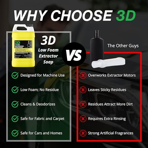 3D Extractor Carpet Cleaner Shampoo 128 Fl Oz - Upholstery, Stain & Odor Remover