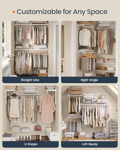 SONGMICS HOME 2-Tier Closet Insert Organizer System for 4-6 ft Wardrobes