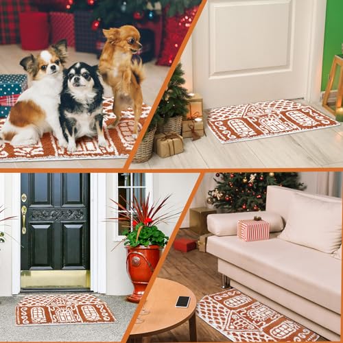 Breling Classic Gingerbread House Christmas Bath Mat 28.4 x 16.5 in, Holiday Decor