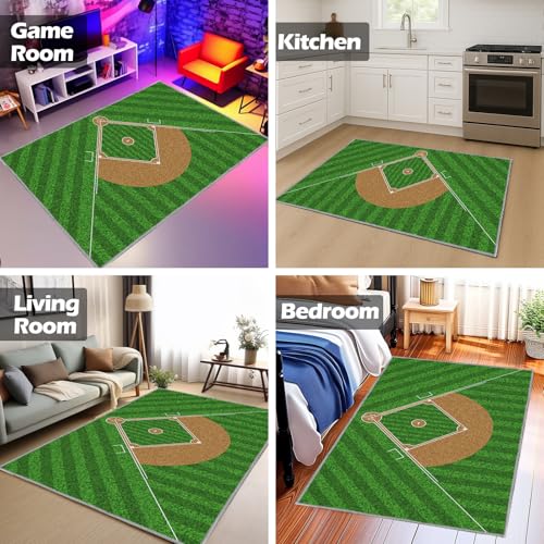 Osimiccp Baseball Rug 5'x7' Sports Decor Non Slip for Bedroom & Living Room - Baseball_1