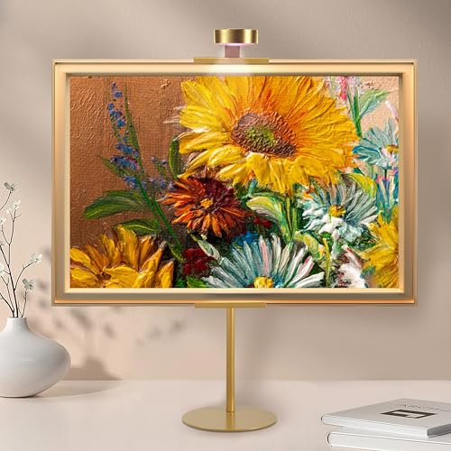 Adjustable Desktop Photo Frame Stand with Magnetic Wall Light - Gold, 30 Inch