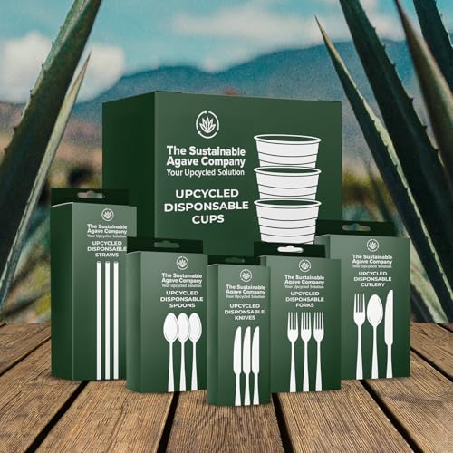 600 Pcs Unwrapped Agave Fiber Cutlery Set - Eco-Friendly Bulk Forks, Knives, Spoons