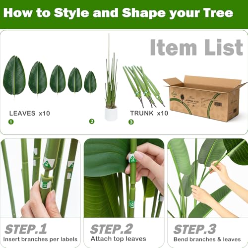 6Ft Artificial Bird of Paradise Tree with White Planter - Faux Tropical Indoor Plant