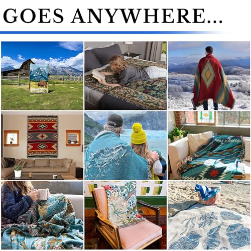 Starry Night XL Cotton Woven Blanket by Vincent Van Gogh - 82x62 inches, Made in USA