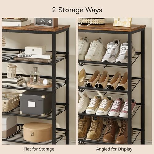 5-Tier Shoe Rack Organizer for Closet & Entryway - Rustic Brown