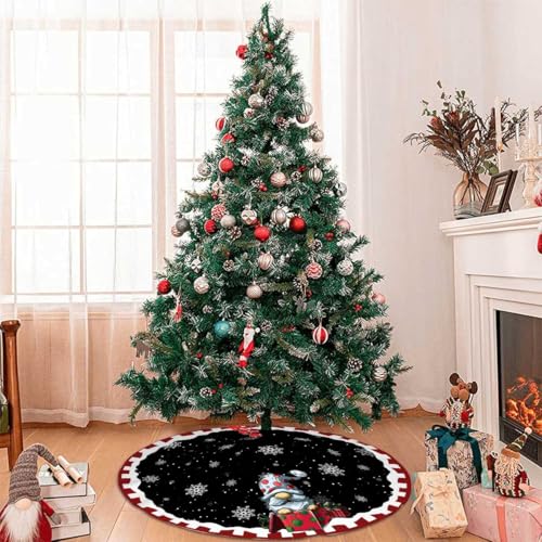 48in Christmas Tree Skirt for Farmhouse Gnome Decorations - Holiday Decor