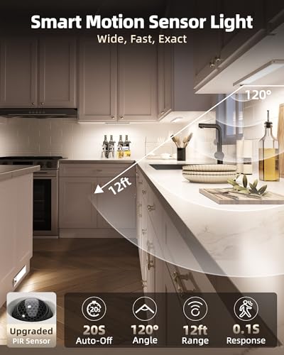 Under Cabinet LED Lighting 5-Pack with Motion Sensor Dimmable Timer Remote Cool White