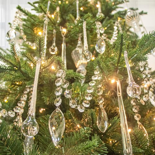 KI Store 12pcs Clear Glass Raindrop Ornaments – 6-Inch & 4-Inch Hanging Crystals