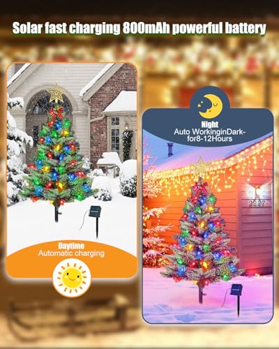 4 Pack Outdoor Solar Christmas Tree with 200 Multicolor LED Lights - 3.6FT