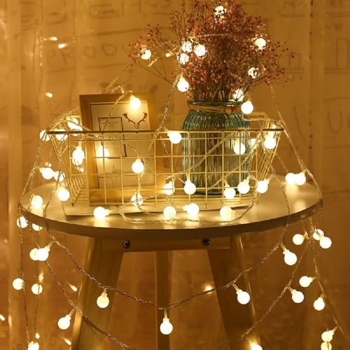Globe Plug in String Lights, 10ft 20 LED Warm White Globe Fairy Lights for Birthday Christmas Wedding Party Home Decoration
