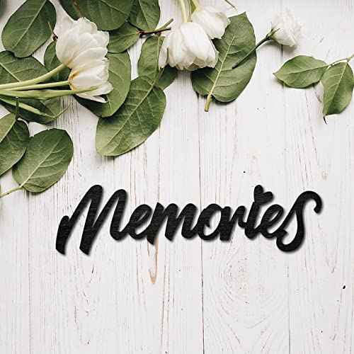 CREATCABIN Wood Cutout Memories Sign Heart Laser Cut Wooden Wall Decor Sculpture Hanging Decor Wall Art Decoration for Home Gallery Office Front Door Black 11.9" x 3.4"